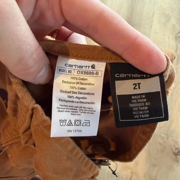 Carhartt Kids Rust/Tan Canvas Overalls - Picture 3 of 3